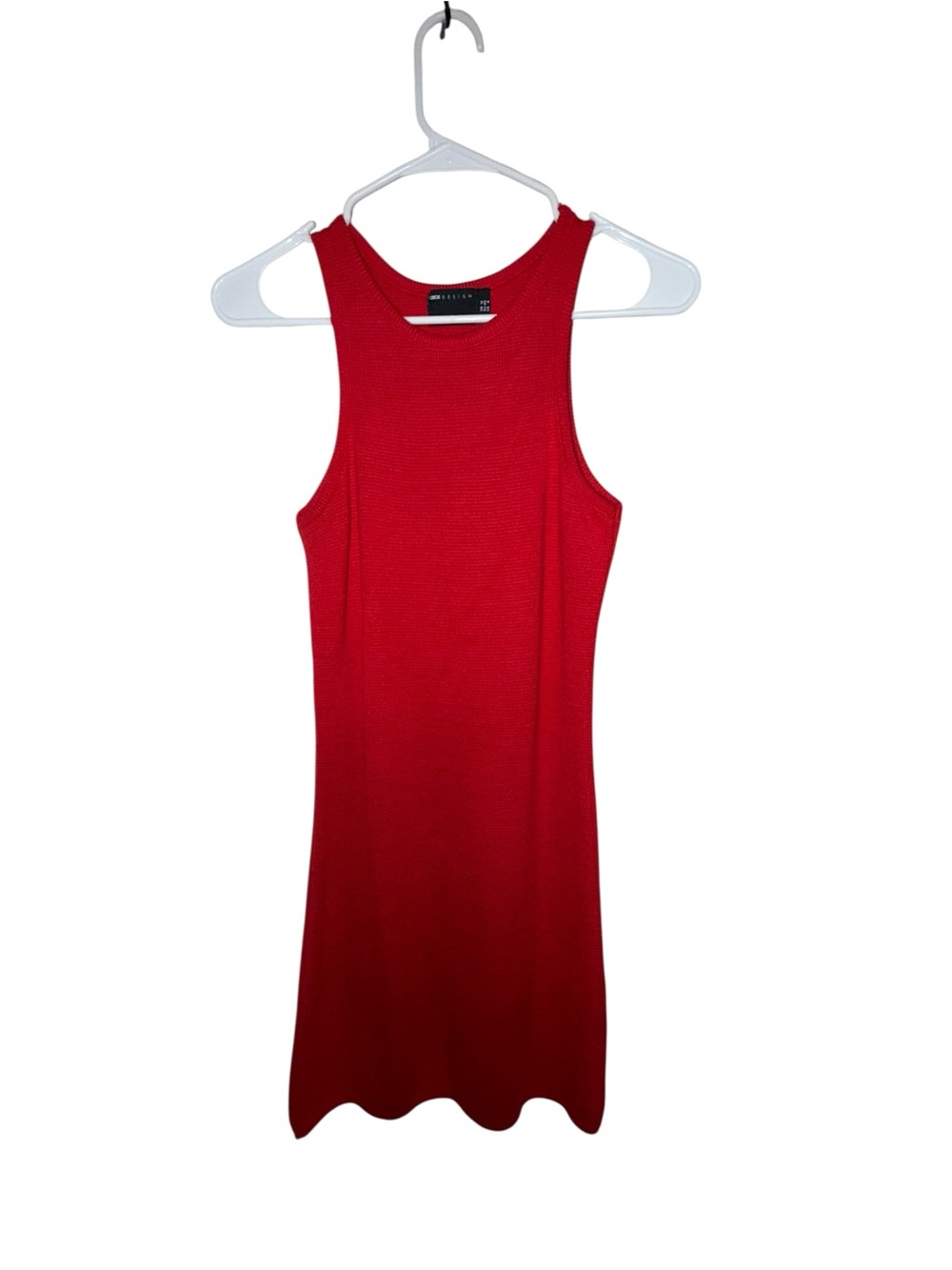 ASOS Red Ribbed Tank Midi Dress